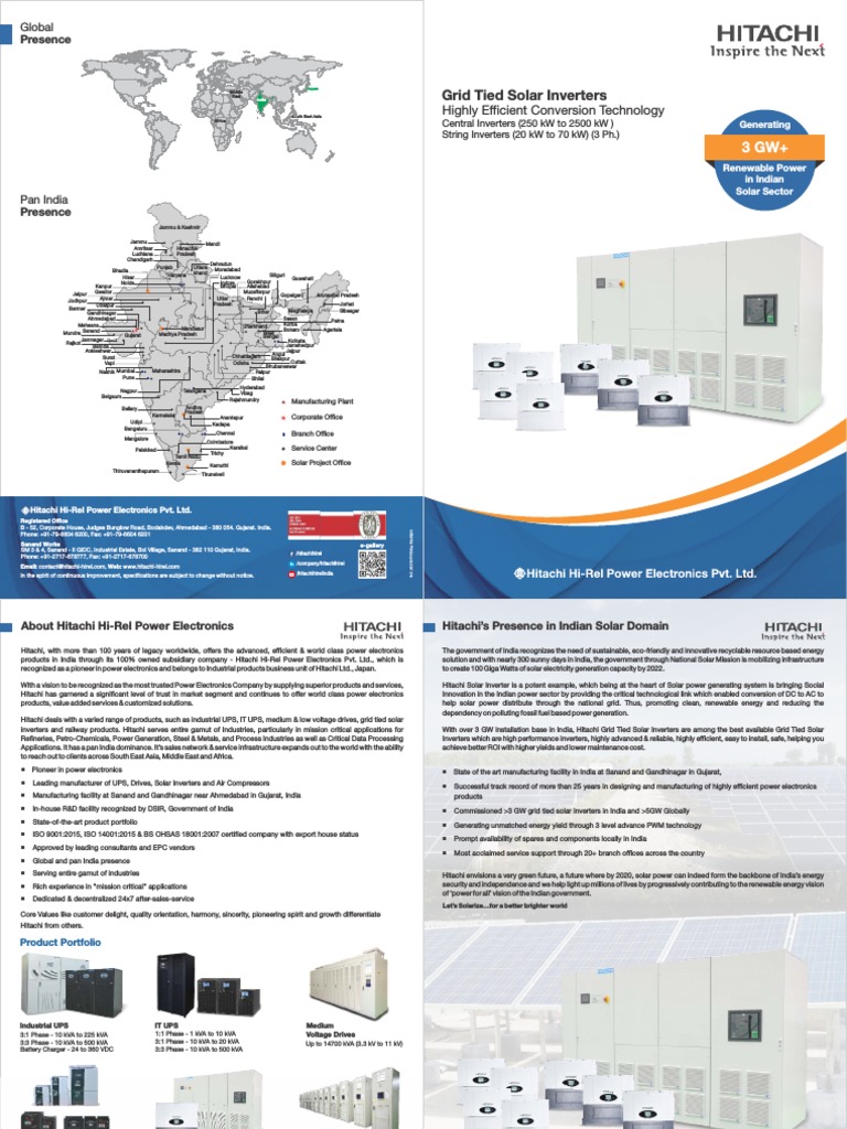Hitachi Grid Tied Solar Inverters Overview | PDF | Power Electronics ...