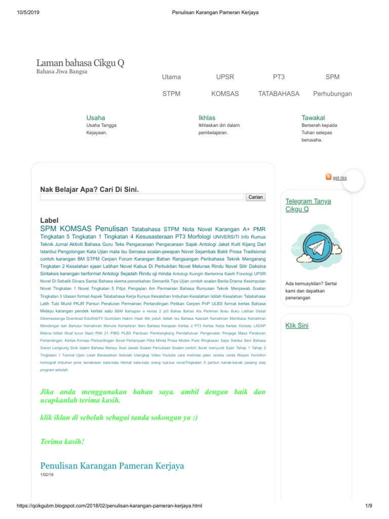 Penulisan Karangan Pameran Kerjaya Pdf