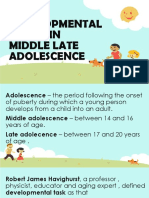 Developmental Stages in Middle Late Adolescence