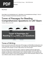 Tones of Passages For Reading Comprehension Questions in CAT Exam