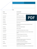 List of Branches of Science - General Knowledge