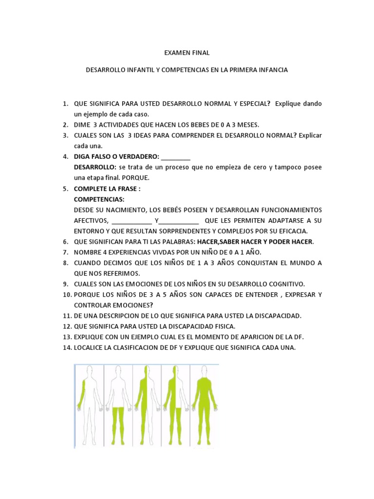 Examen Final Primera Inf | PDF | Relaciones personales, crianza y ...