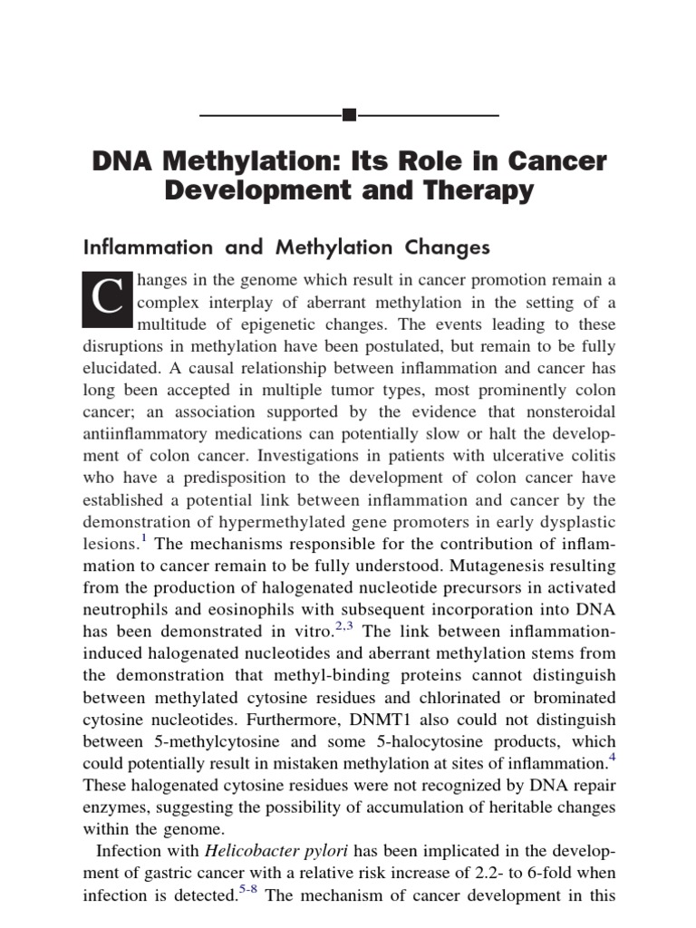 DNA Methylation: Its Role in Cancer Development and Therapy | PDF | Dna ...