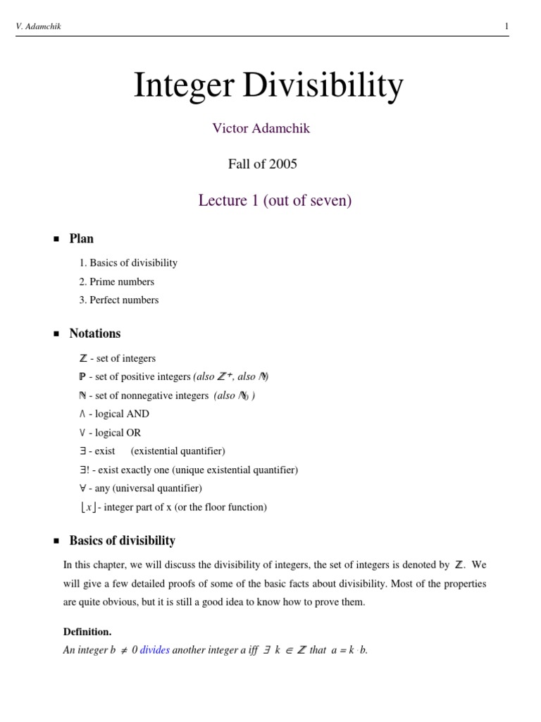 Understanding Integer Divisibility | PDF | Prime Number | Division ...