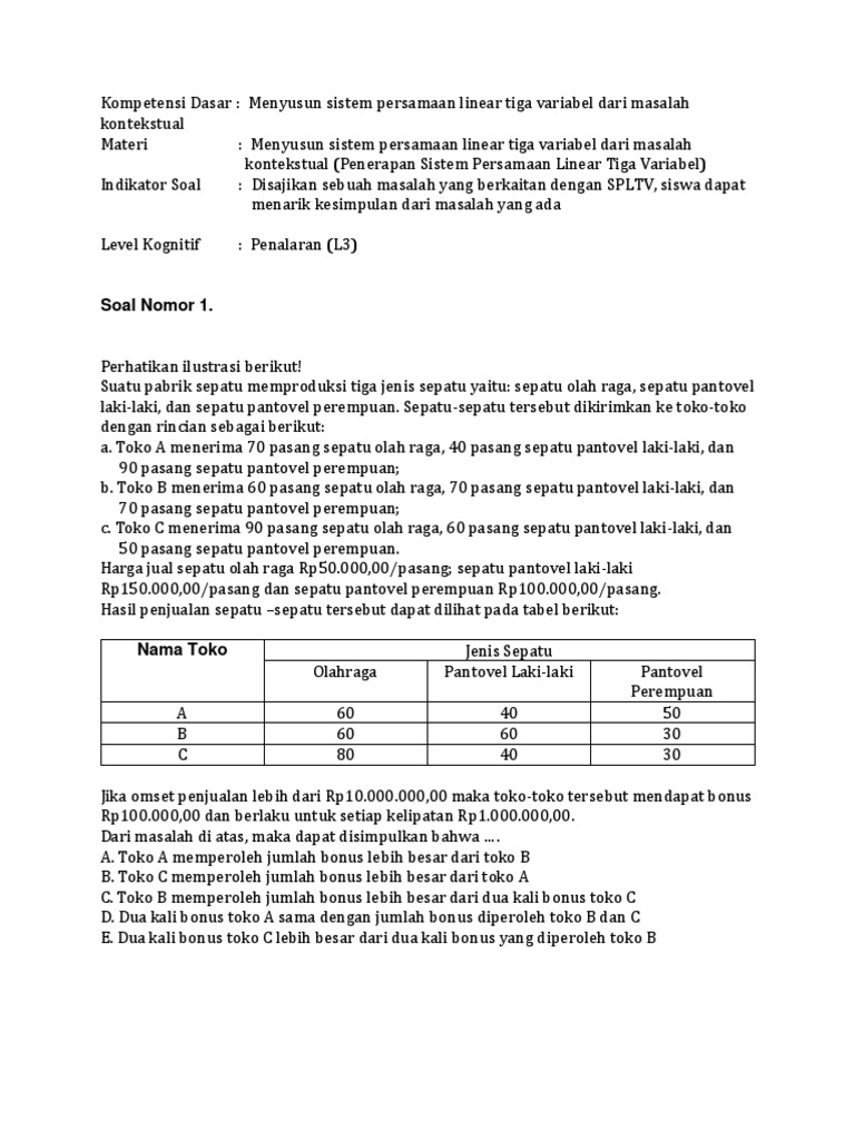 Contoh Soal Hots