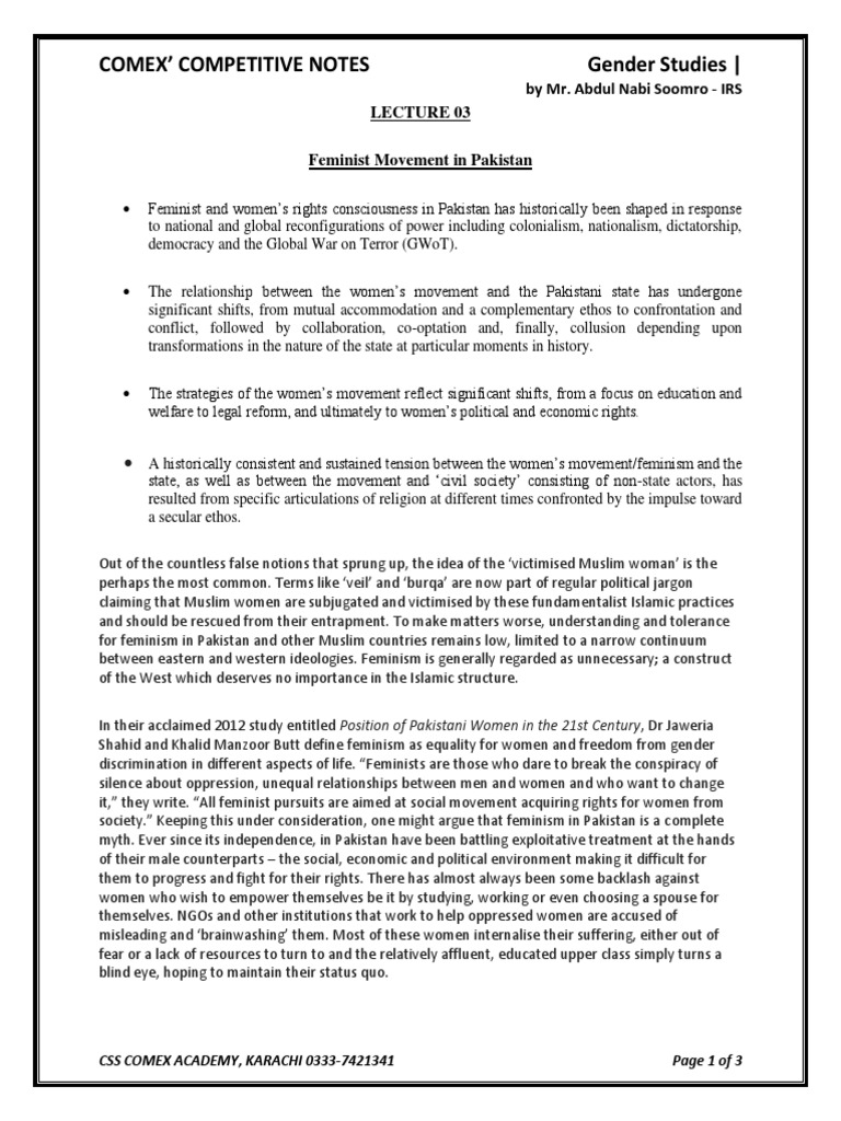 Feminist Movement in Pakistan Overview | PDF | Feminism | Gender Studies