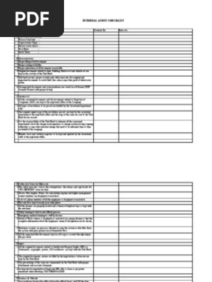 Internal Audit Checklist