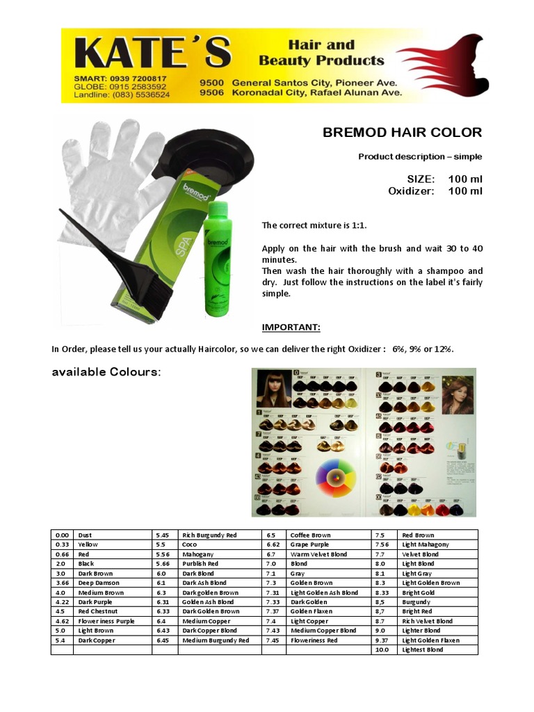 Bremod Hair Color Data Sheet Pdf Blond Graphic Design