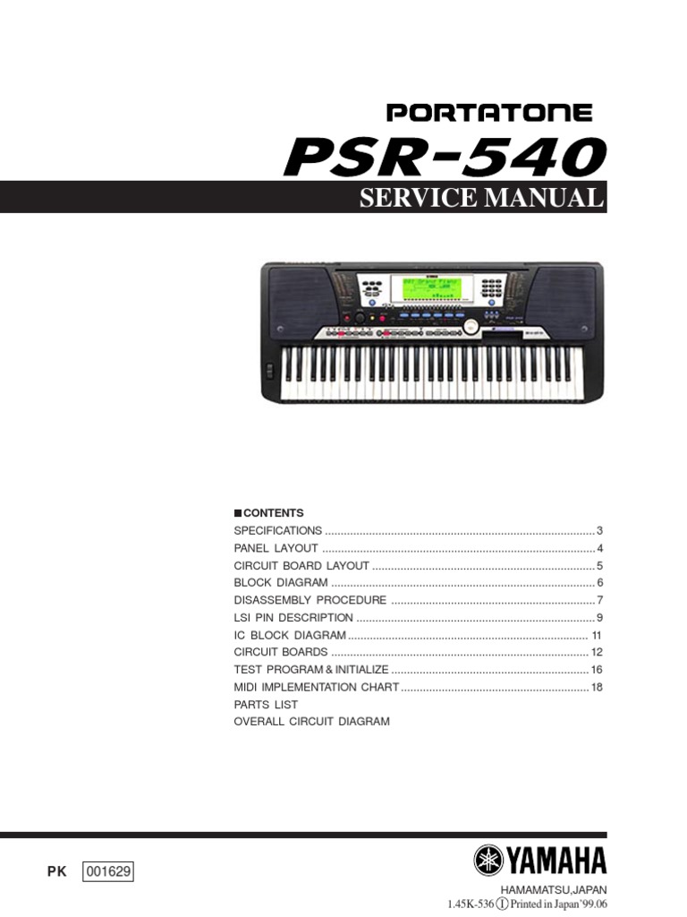 Yamaha PSR-540 Service Manual | PDF | Input/Output | Random Access