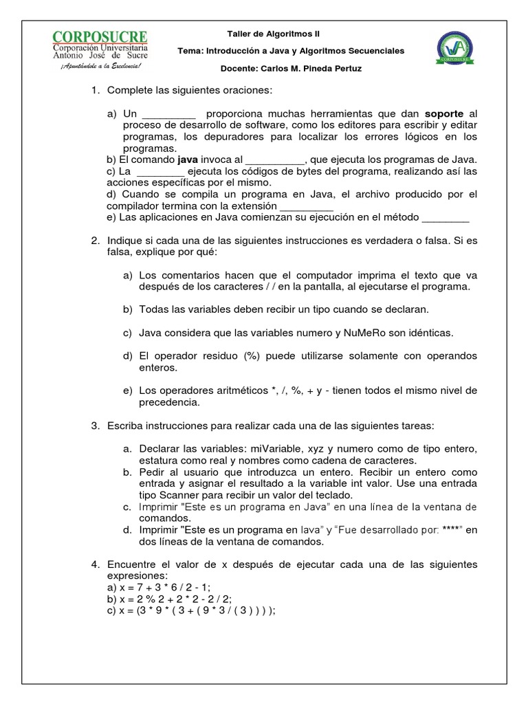 Introducción a Algoritmos en Java | PDF | Java (lenguaje de ...