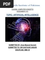 Topic: Artificial Intelligence: Course: Computer Concepts Assignment # 01