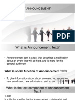 Announcement Text Structure and Components