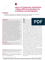 A Preliminary Analysis of Compassion Satisfaction and Compassion Fatigue With Considerations For Nursing Unit Specialization and Demographic Factors