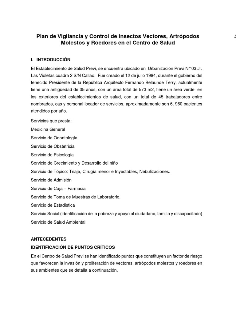 Control de Vectores y Roedores en Salud | PDF | Hospital | Residuos