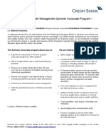 Credit Suisse IWM Summer Associate Program