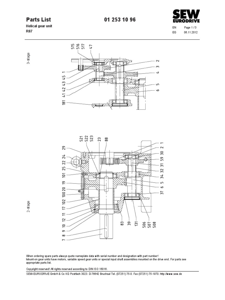 Lista de Partes R87 | PDF | Gear | Bearing (Mechanical)