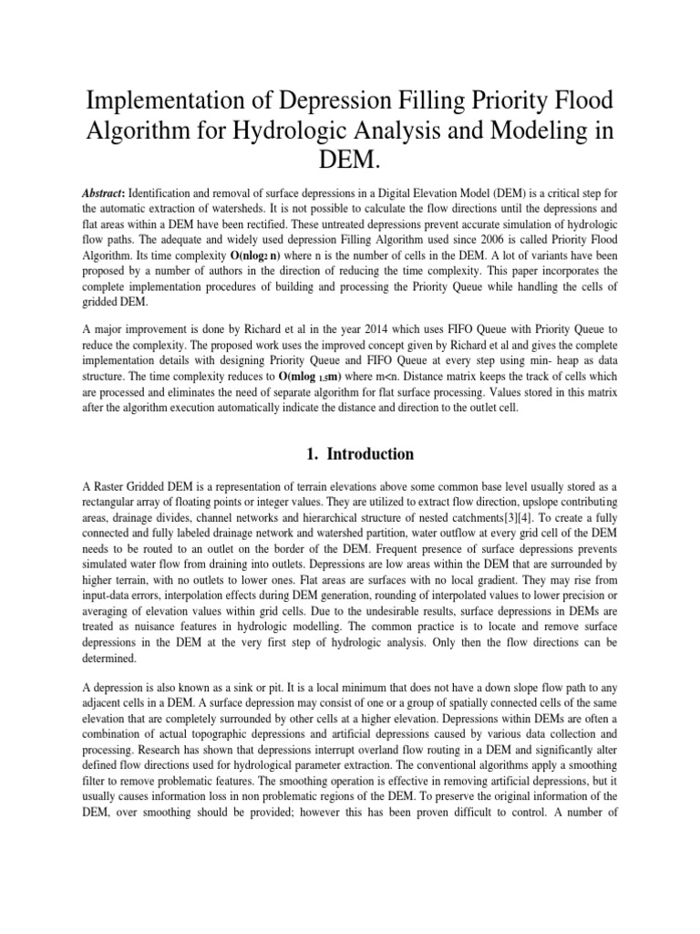 Implementation of Depression Filling Priority Flood Algorithm For ...