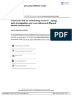 Christian Faith As A Resiliency Factor in Coping With Immigration and Unemployment: Mental Health Implications