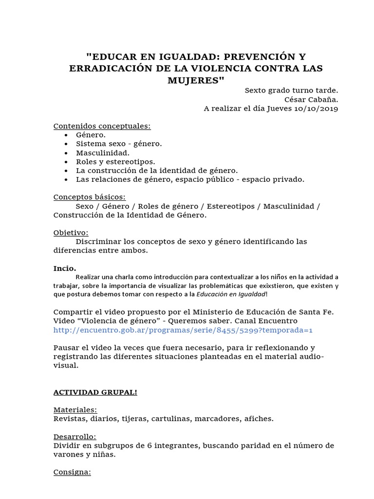 Educar En La Igualdad Pdf Género Estudios De Género