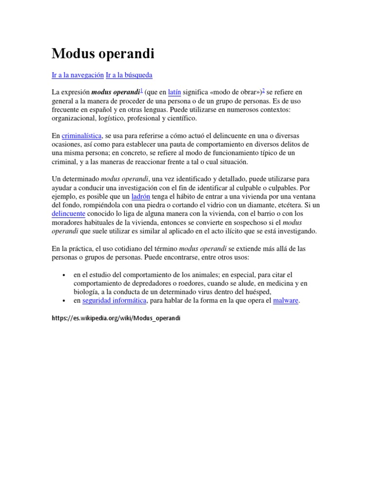 Definición de Modus Operandi | PDF