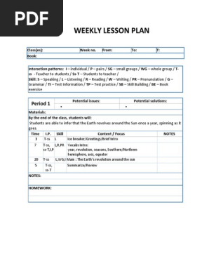 Weekly Lesson Plan