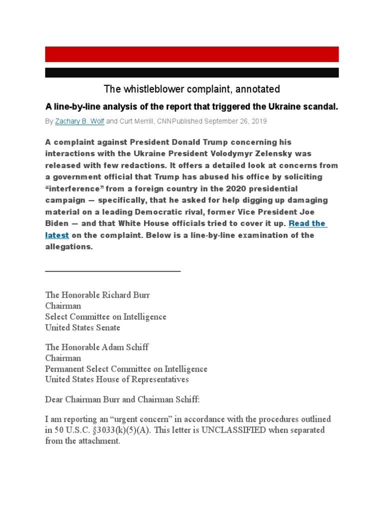 The Whistleblower Complaint Annotated A Line By Line Analysis Of The