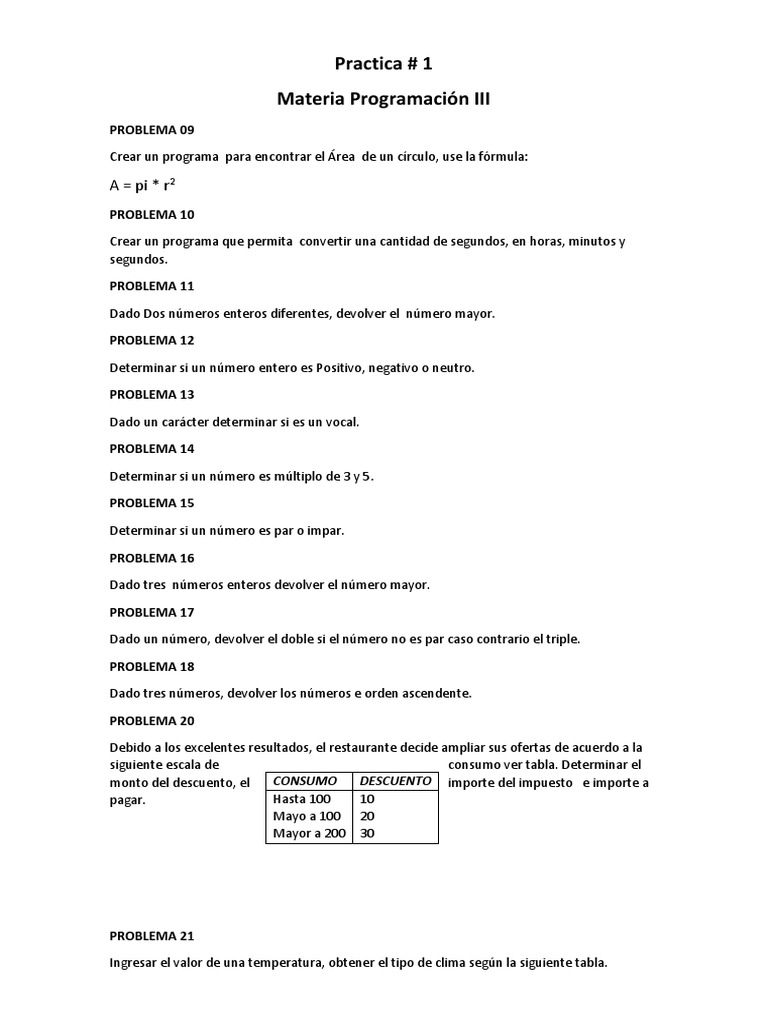 Practica #1 Programacion III | PDF | Enseñanza de matemática | Naturaleza