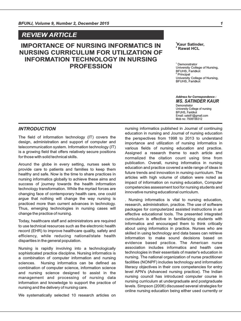 Importance of Technology in Nursing | PDF | Health Informatics | Nursing