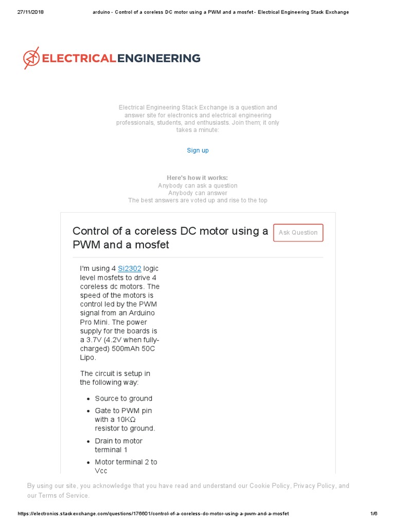 Arduino - Control of A Coreless DC Motor Using A PWM and A Mosfet ...