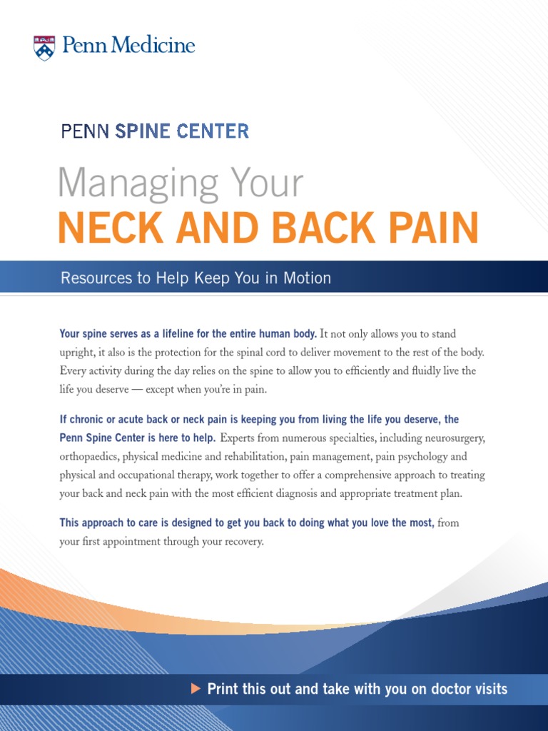 Back Pain and Neck Pain Management | PDF | Vertebral Column | Physical ...