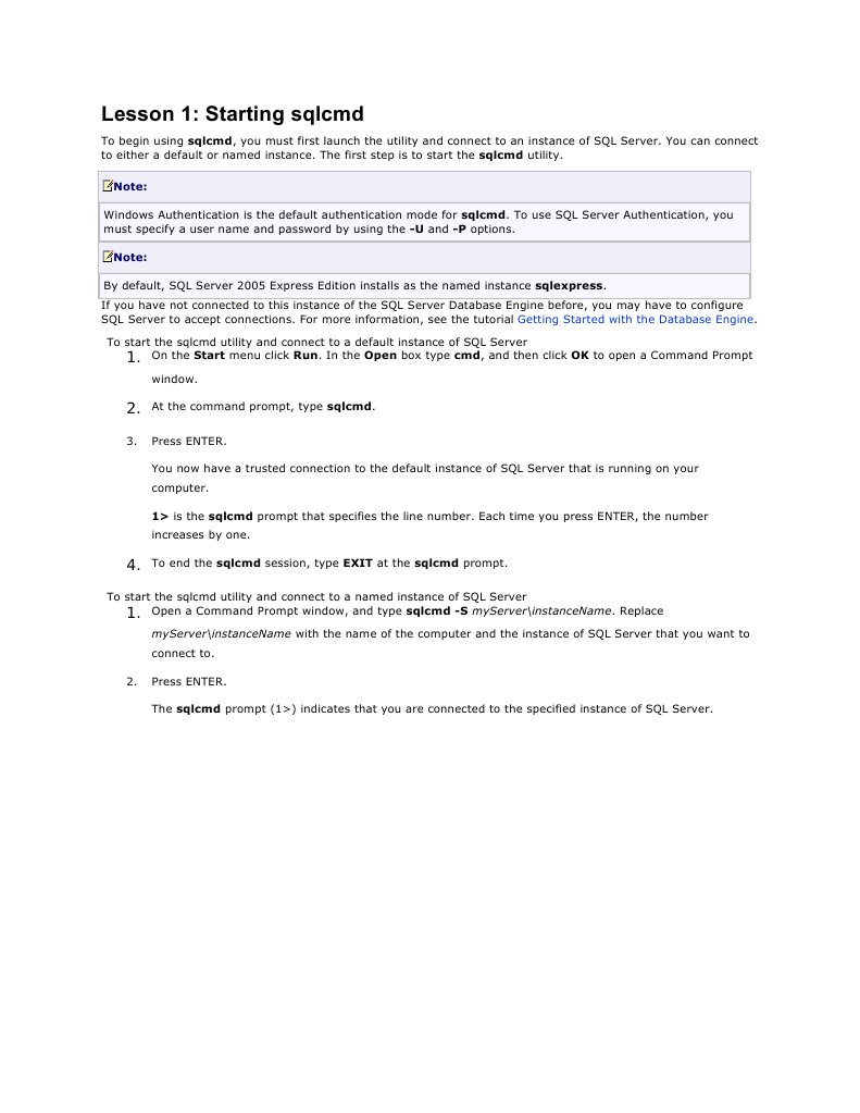 Using SQLCMD PDF Microsoft Sql Server Command Line