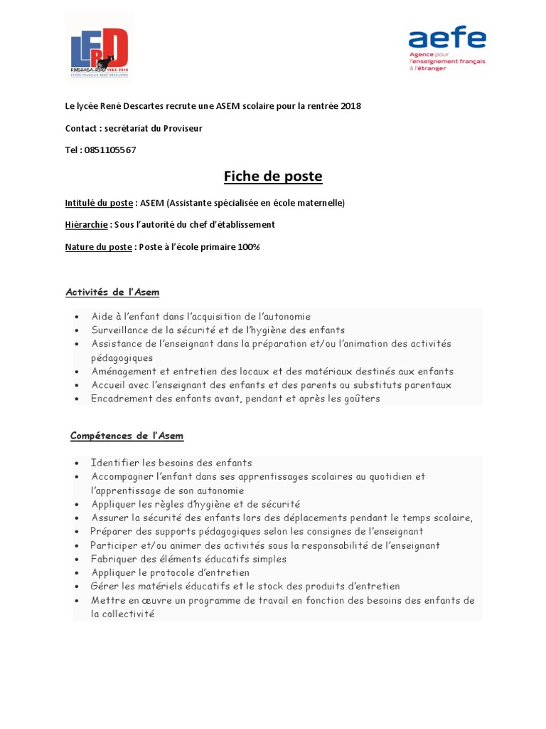 Fiche de Poste ASEM | PDF | Bien-être, image size:768x1024