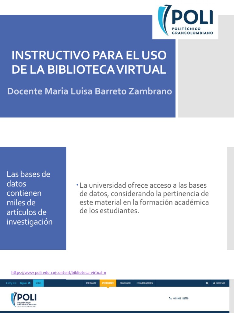 Manual de La Biblioteca Virtual - Politecnico Grancolombiano | PDF