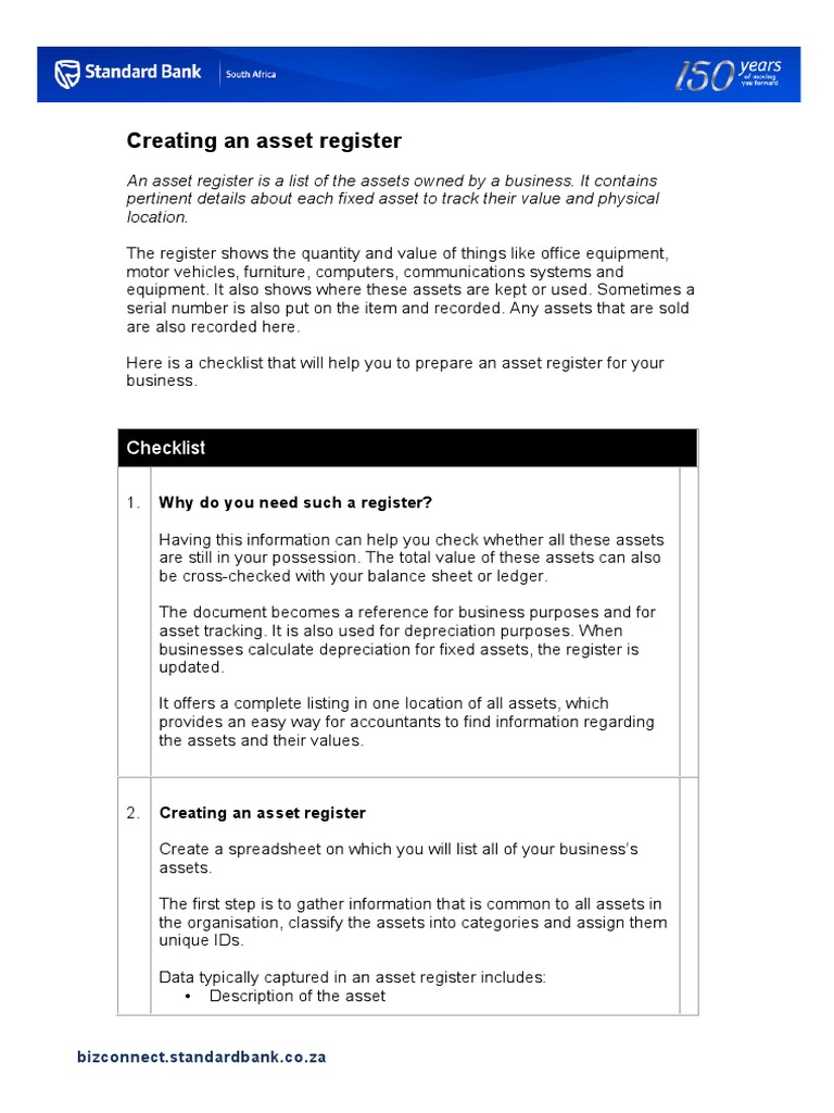 How to Create an Asset Register | PDF | Depreciation | Book Value
