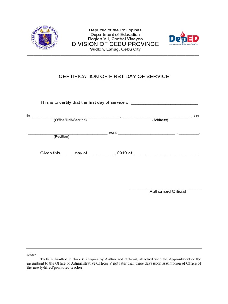 1st and Last Day of Service | PDF