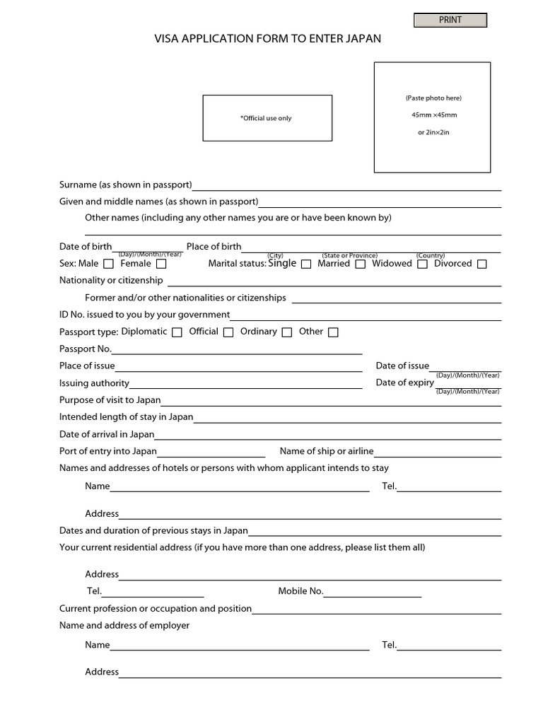 Application Form - JP Visa PDF | PDF | Travel Visa | Passport
