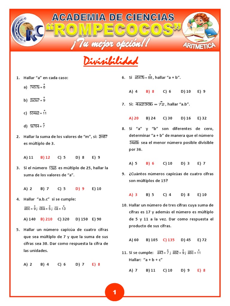 Divisibilidad Pdf Deportes Ajedrez