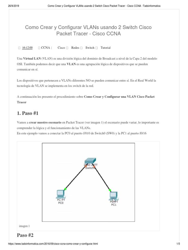 Como Crear y Configurar VLANs Usando 2 Switch Cisco Packet Tracer ...