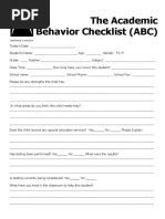 Autism Behavior Checklist for Parents | PDF | Autism | Behavioural Sciences