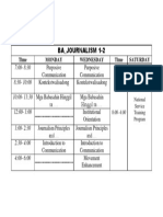 BA Journalism Course Schedule