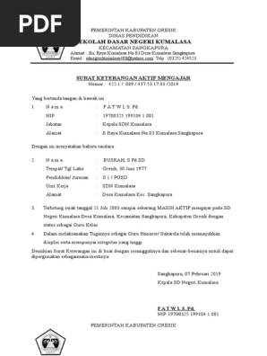 Surat Keterangan Aktif Mengajar 2019 Doc