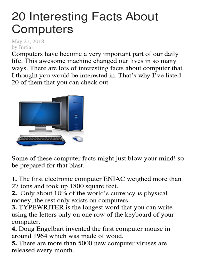 20 Interesting Facts About Computers PDF Computer Architecture