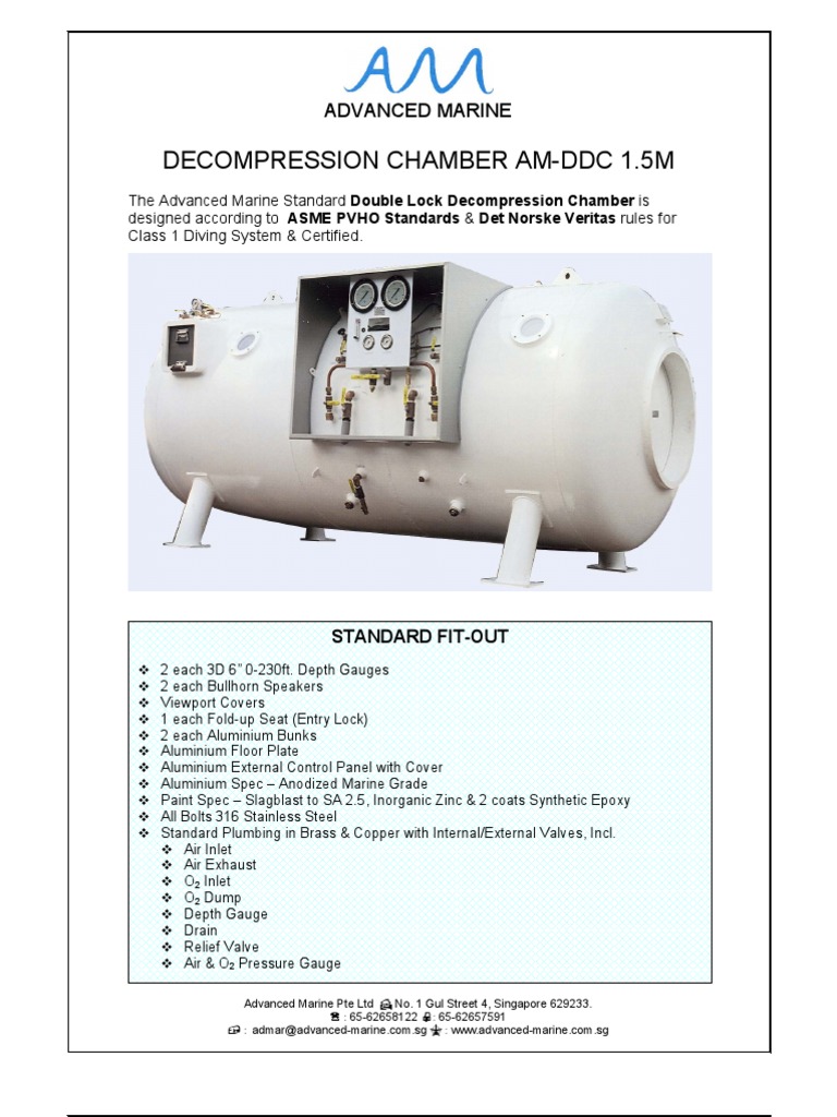 Decompression Chamber Am-Ddc 1.5M: Advanced Marine | PDF | Underwater  Diving | Building Engineering