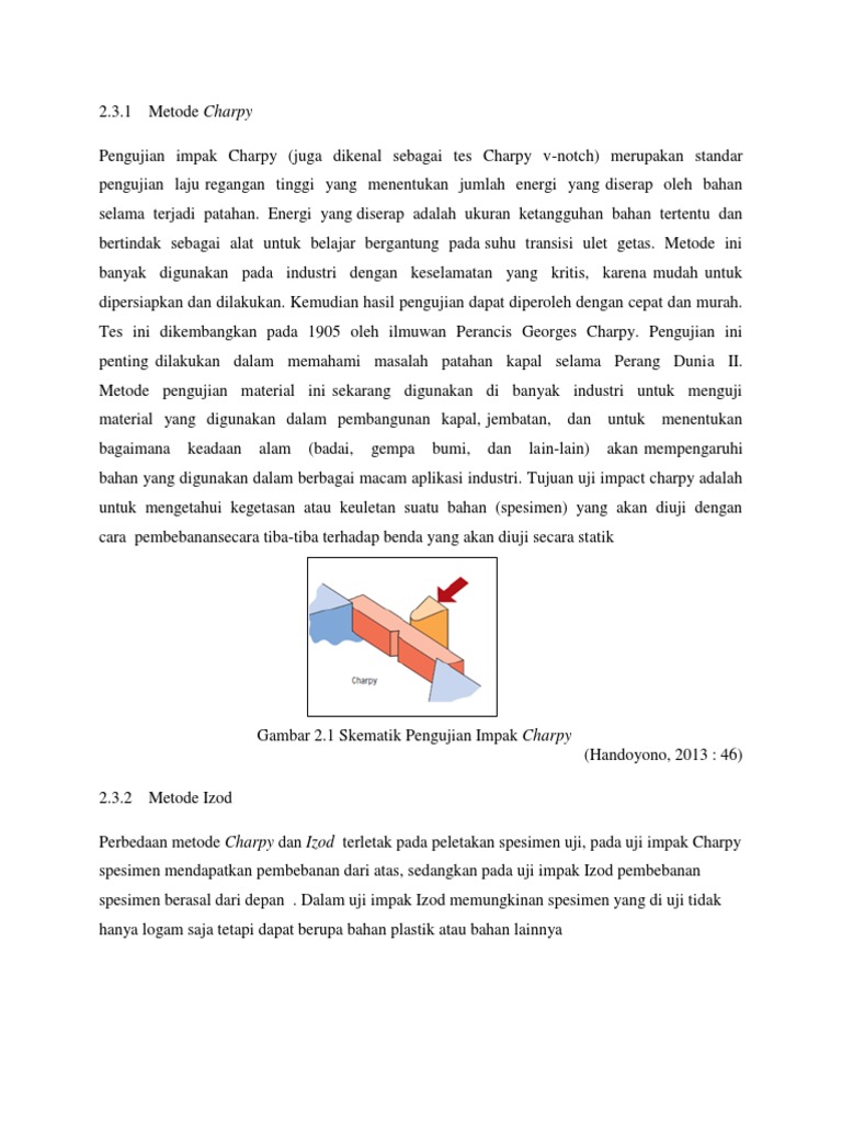 Perbandingan Metode Uji Impak Charpy dan Izod | PDF