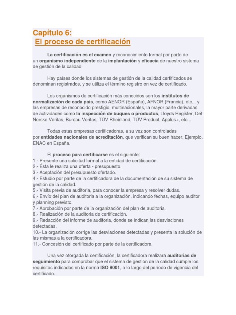 Proceso de Certificación ISO 9001 | PDF | Auditoría | Gestión de la calidad