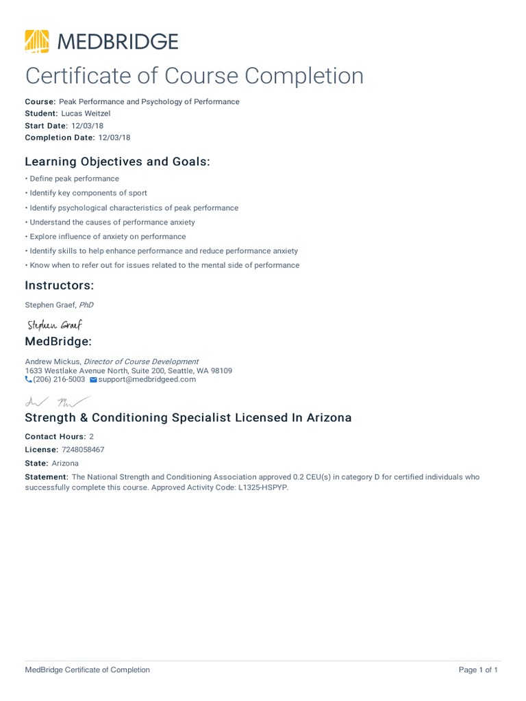 Certificate of Course Completion: Learning Objectives and Goals ...