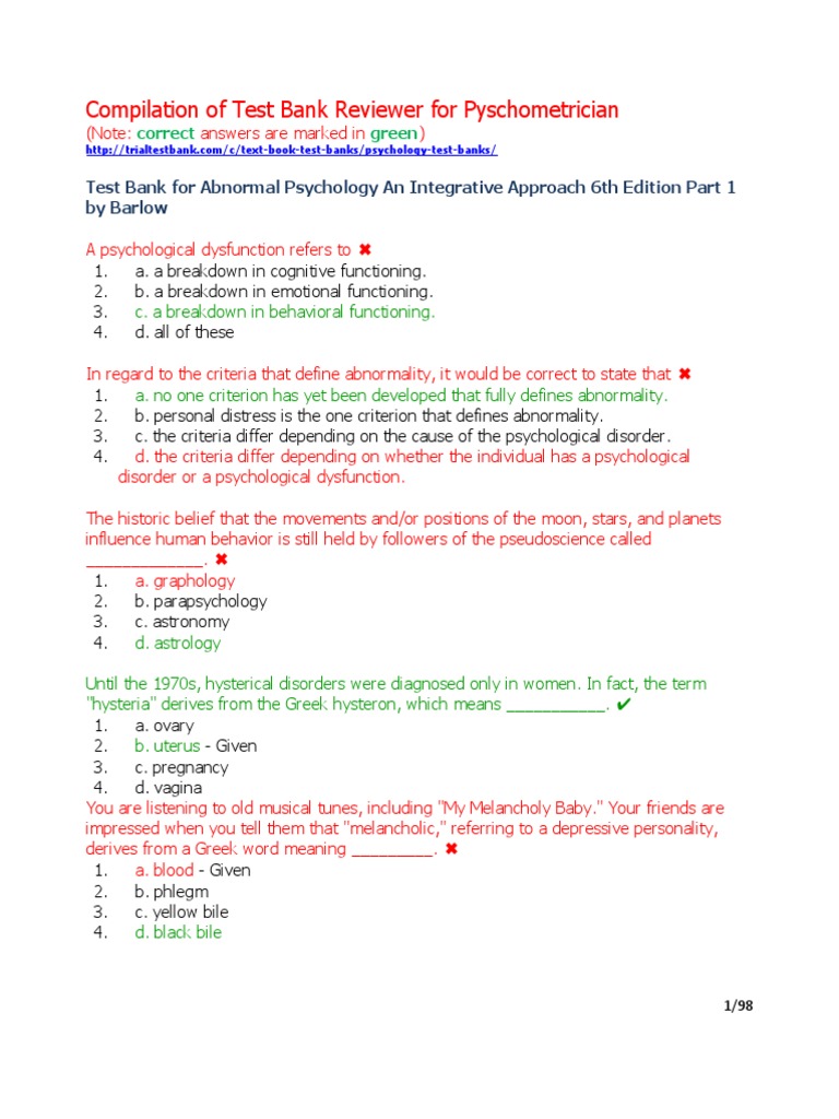 Board Exam.pdf Personality Psychology Mental Disorder