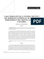 Caracterización de La Materia Orgánica Del Horizonte Superficial de Un Andisol Hidromórfico Del Oriente Antioqueño (Colombia)