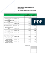 Bar Cutting List Sample