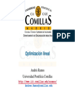 Optimización Lineal: Andrés Ramos Universidad Pontificia Comillas